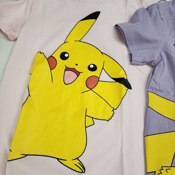 H&M Girls Pokemon Pikachu & Jigglypuff Blue & Pink T-shirt Set of 2 NEW - Picture 3 of 8